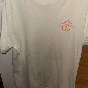 The North Face Off-White Tee with Coral Logo